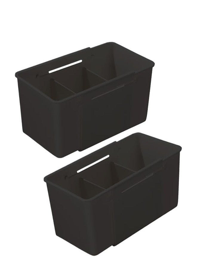divinezon Multipurpose Plastic Retractable Expandable Home Cabinet Space Big Storage | Set of 02 Big | Black | Plastic 28-38.5 X 9.5 X 14.5 CM - Image 1